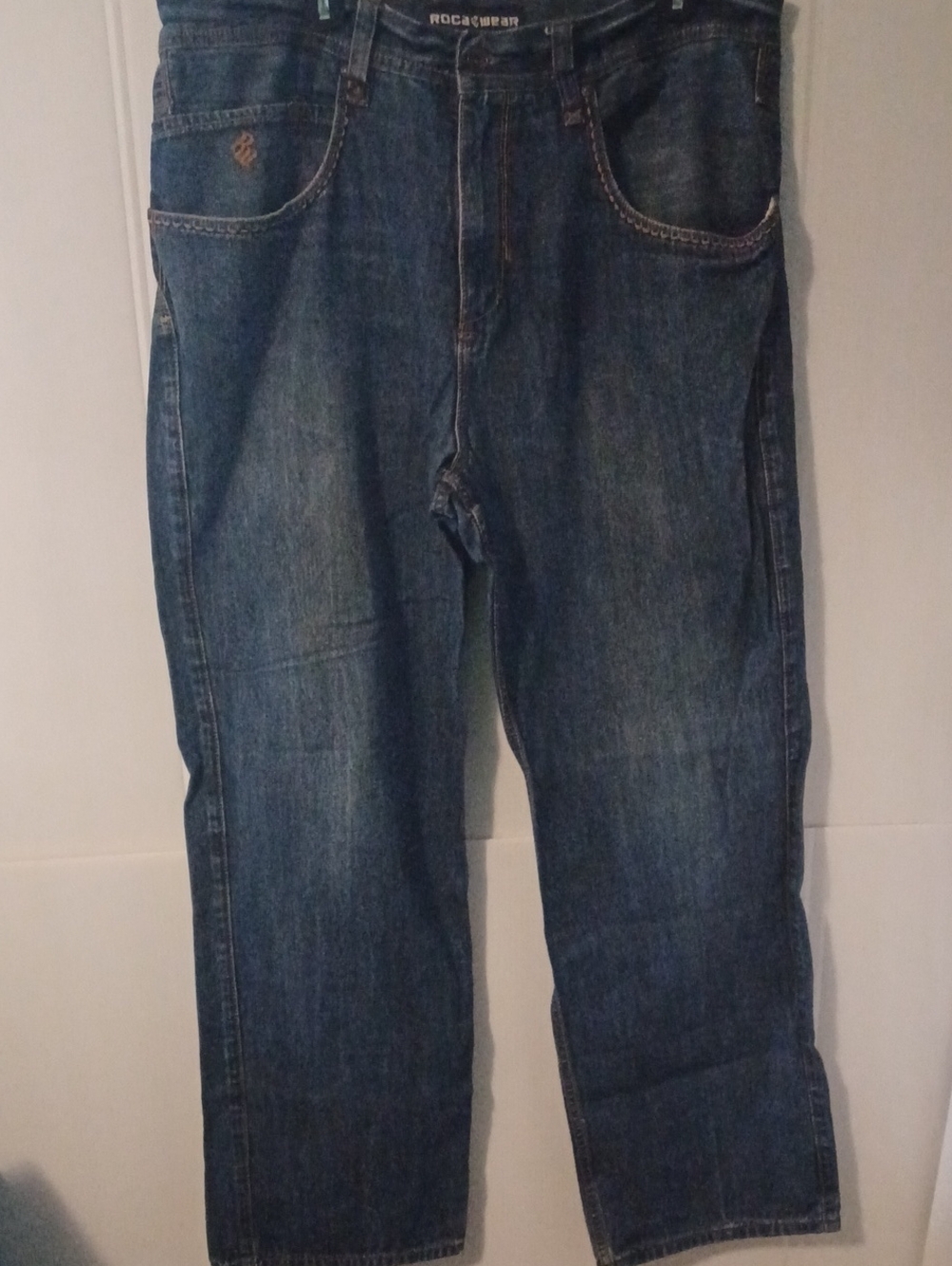 Vintage Rocawear Men's Dark Blue Jeans Size 38